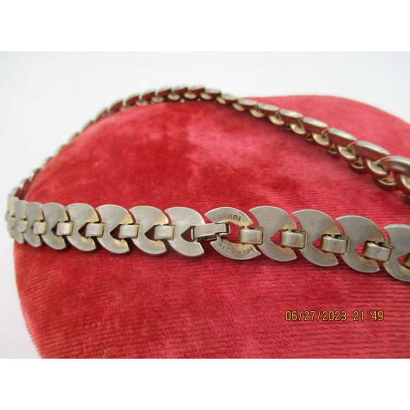 Vintage Crown Trifari Pat 156994 Heavy Silvertone Link Chain Necklace 15 Inch - Picture 6 of 10